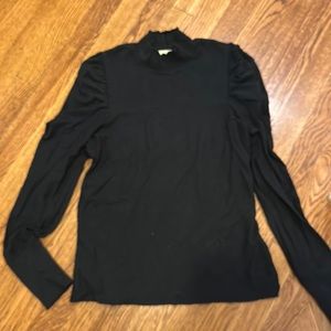 Nation black long puffy sleeve shirt with high neck size small